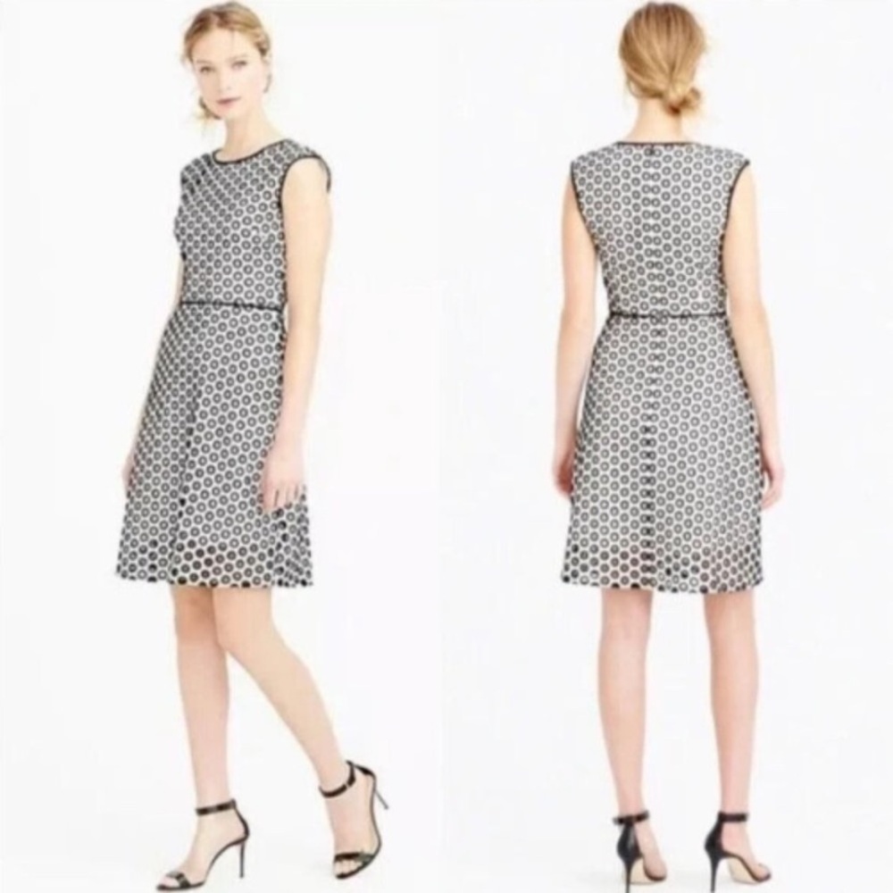J. Crew Fit & Flare Eyelet Sleeveless Dress Size 4 Business Casual